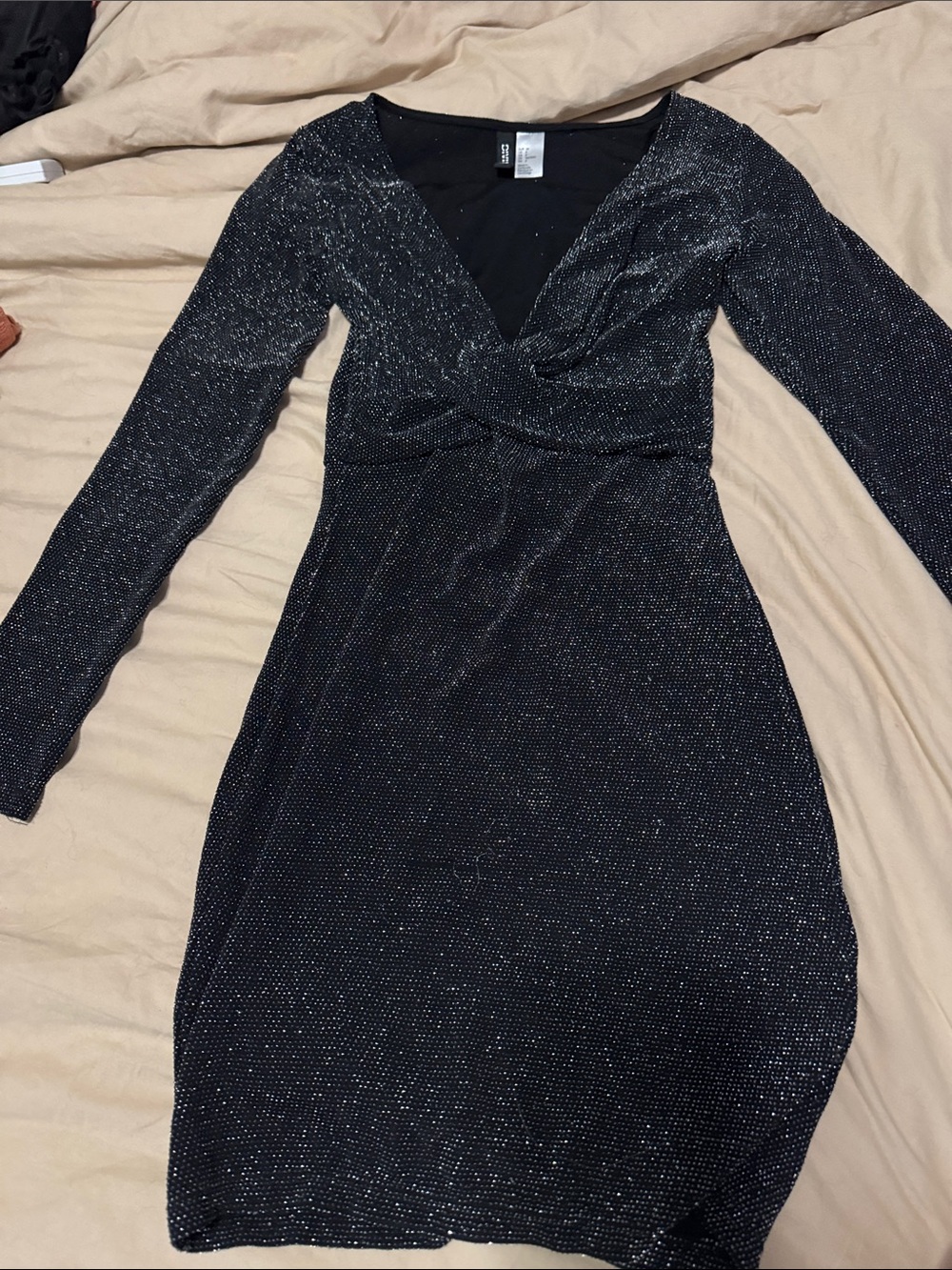 Divided Black Sparkle Twist-Front Mini Dress